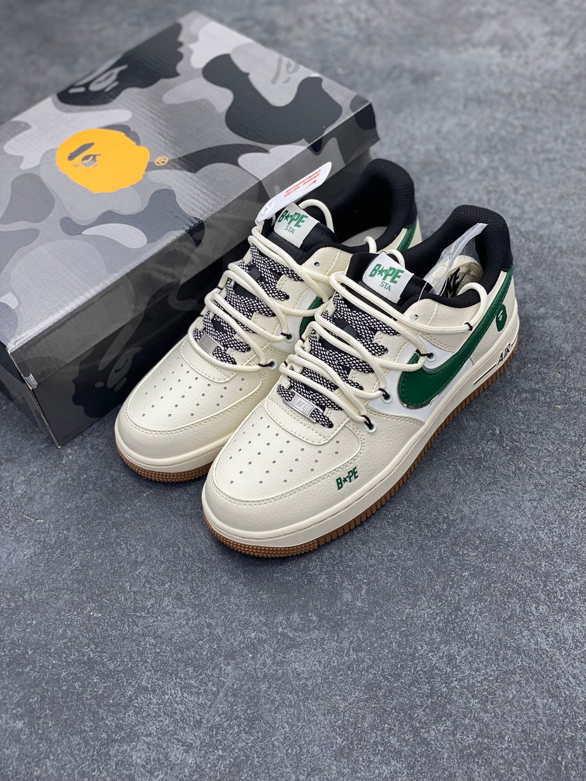 BAPE STA × Nike Air Force 1 Low — Cream & Green | EU Sizes 36–45