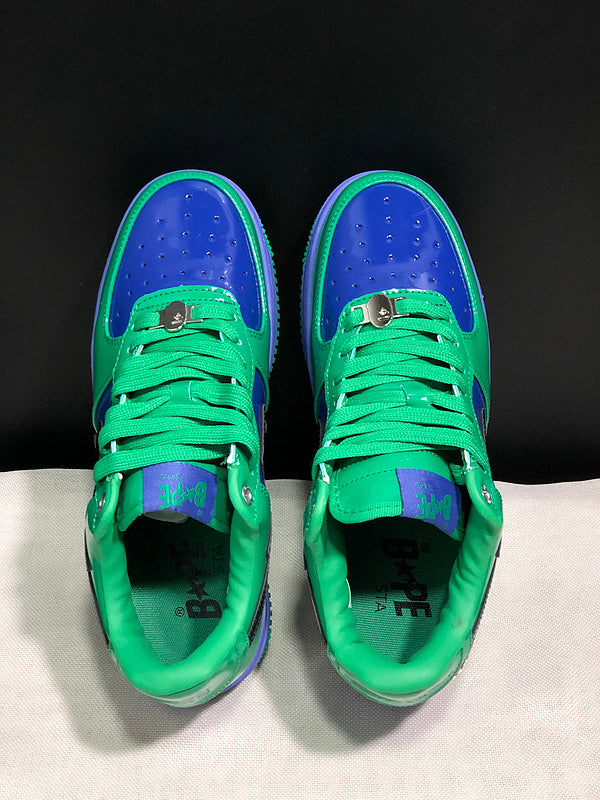 BAPE STA × Marvel — Green, Blue & Purple Patent Leather | EU Sizes 36–45