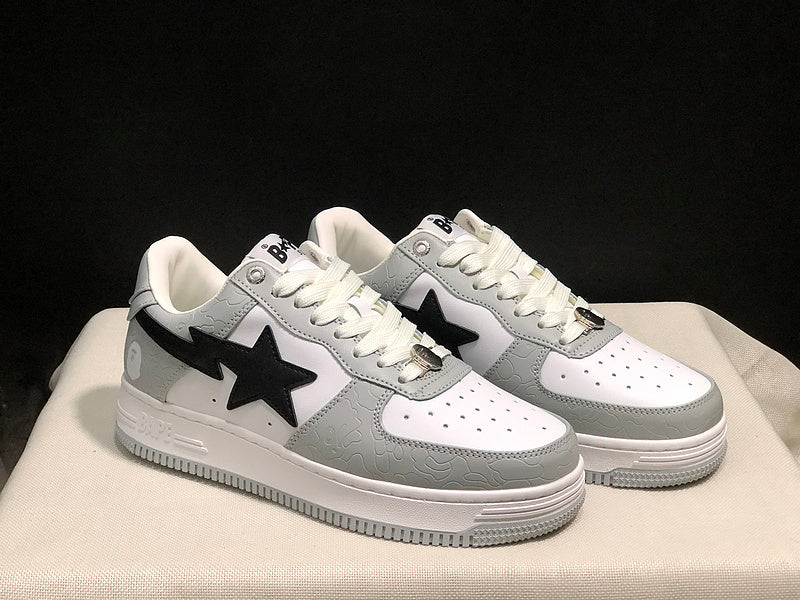 BAPE STA Low-Top Sneakers — White & Grey Camo