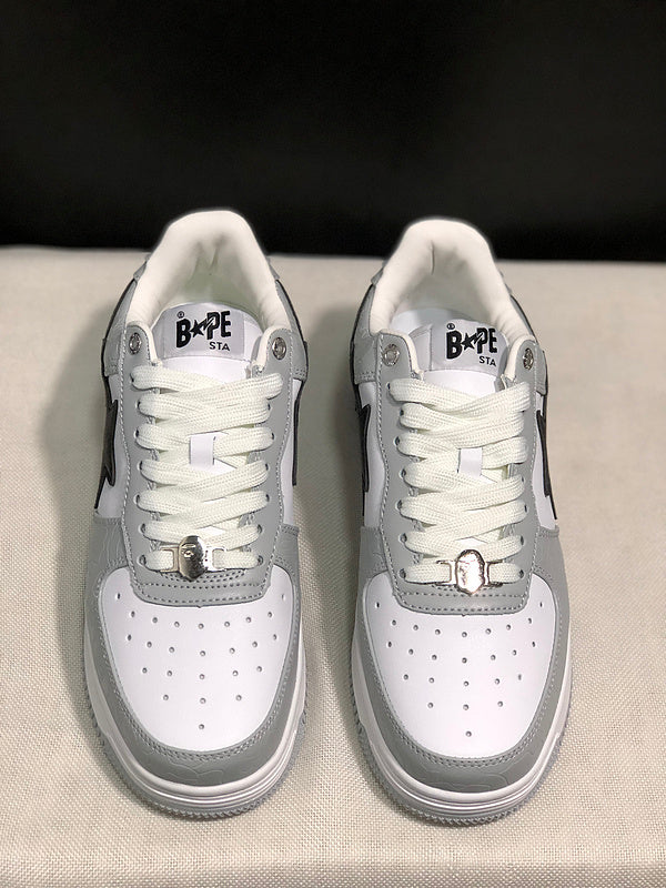 BAPE STA Low-Top Sneakers — White & Grey Camo