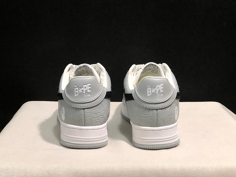 BAPE STA Low-Top Sneakers — White & Grey Camo
