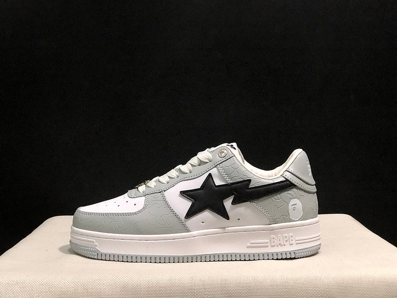 BAPE STA Low-Top Sneakers — White & Grey Camo