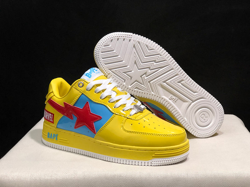 BAPE STA × Marvel Low-Top Sneakers — Yellow