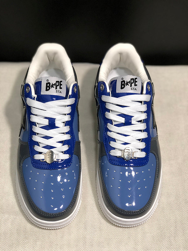 BAPE STA — Royal Blue & Black Patent Leather | EU Sizes 36–45