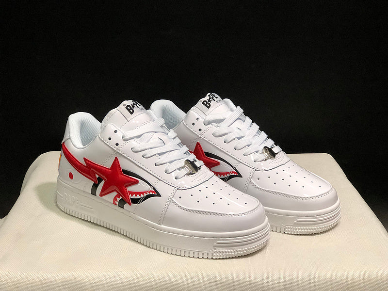 BAPE STA — Shark White & Red Leather | EU Sizes 36–45