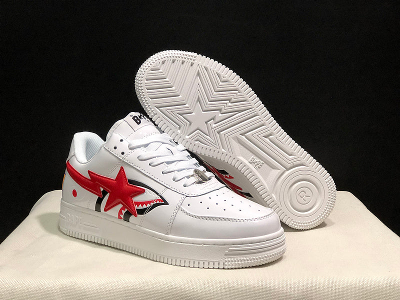 BAPE STA — Shark White & Red Leather | EU Sizes 36–45