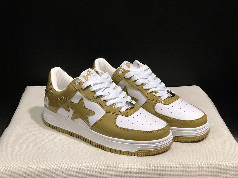 BAPE STA — Olive & White Leather | EU Sizes 36–45