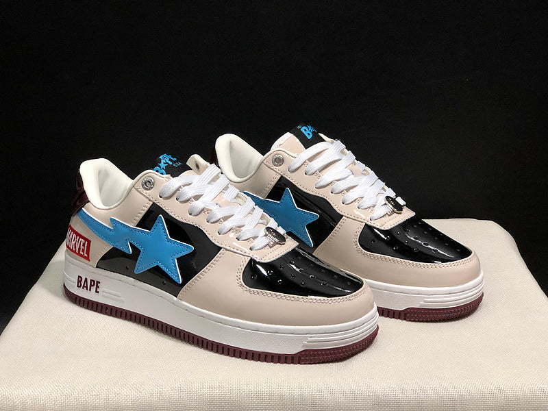 BAPE STA × Marvel — Beige, Black & Baby Blue | EU Sizes 36–45