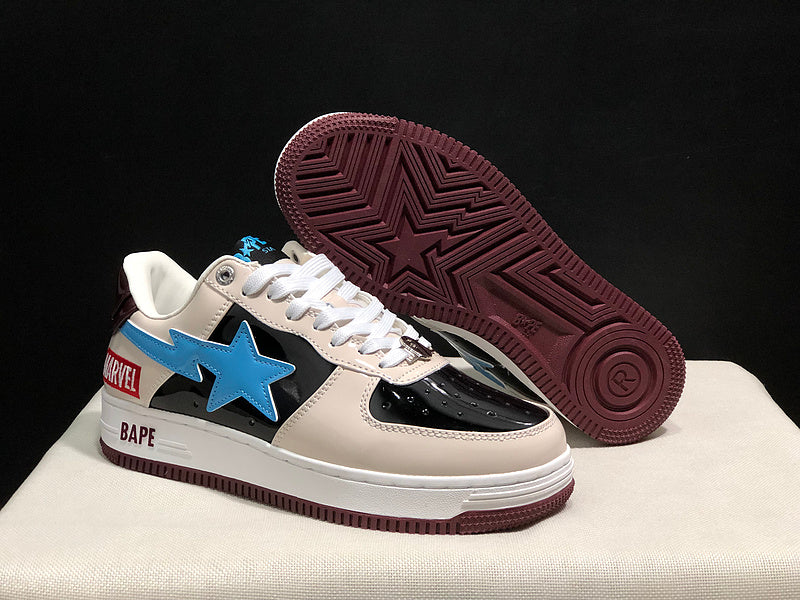 BAPE STA × Marvel — Beige, Black & Baby Blue | EU Sizes 36–45