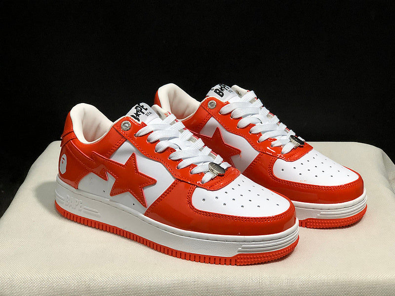 BAPE STA — Orange & White Leather | EU Sizes 36–45
