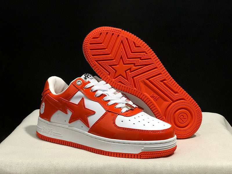 BAPE STA — Orange & White Leather | EU Sizes 36–45