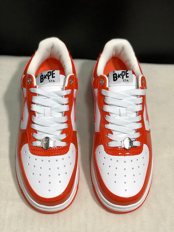 BAPE STA — Orange & White Leather | EU Sizes 36–45