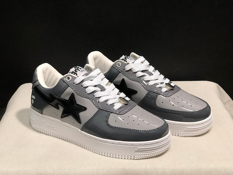 BAPE STA — Grey & Black Patent Leather | EU Sizes 36–45