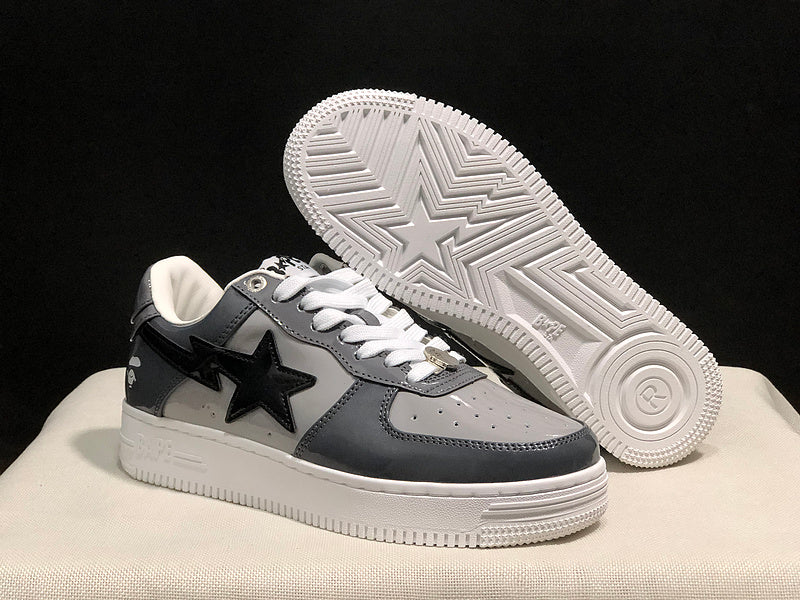BAPE STA — Grey & Black Patent Leather | EU Sizes 36–45