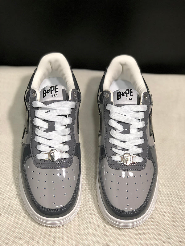 BAPE STA — Grey & Black Patent Leather | EU Sizes 36–45