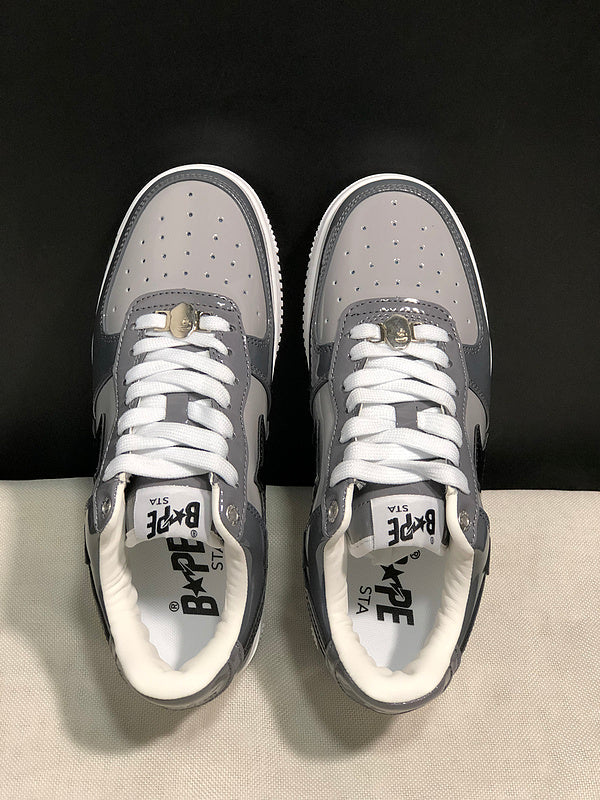 BAPE STA — Grey & Black Patent Leather | EU Sizes 36–45