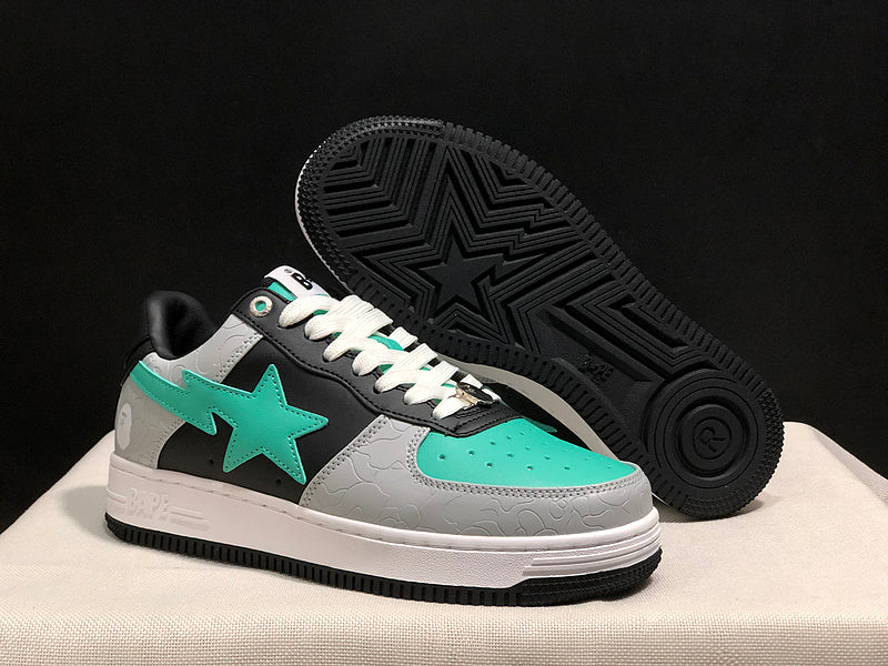 BAPE STA — Embossed Grey, Black & Mint Leather | EU Sizes 36–45