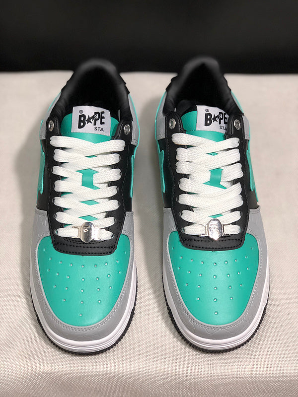 BAPE STA — Embossed Grey, Black & Mint Leather | EU Sizes 36–45