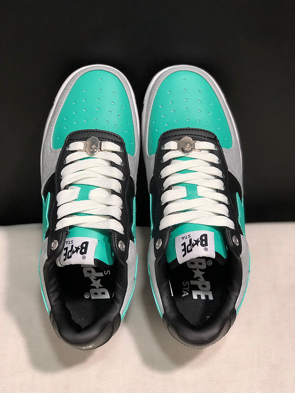 BAPE STA — Embossed Grey, Black & Mint Leather | EU Sizes 36–45