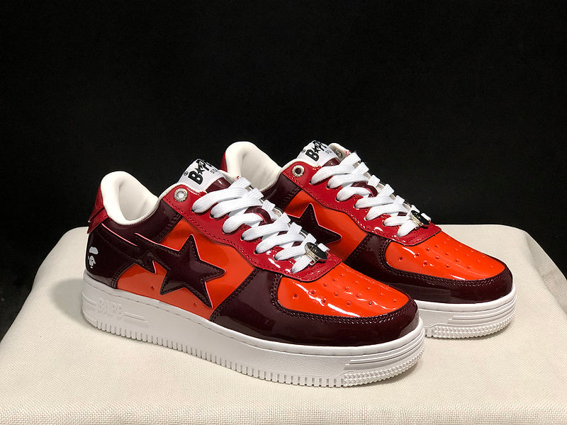 BAPE STA — Orange & Burgundy Patent Leather | EU Sizes 36–45