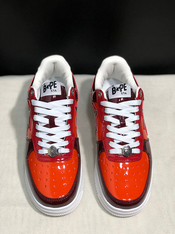 BAPE STA — Orange & Burgundy Patent Leather | EU Sizes 36–45