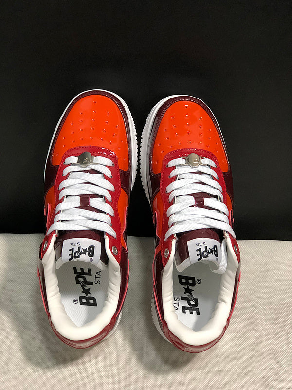 BAPE STA — Orange & Burgundy Patent Leather | EU Sizes 36–45