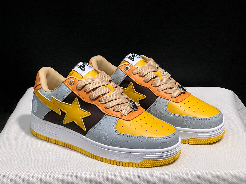 BAPE STA — Yellow / Grey / Orange Multi-Panel | EU Sizes 36–45