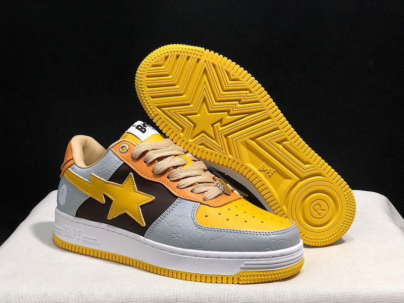 BAPE STA — Yellow / Grey / Orange Multi-Panel | EU Sizes 36–45