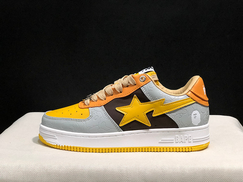 BAPE STA — Yellow / Grey / Orange Multi-Panel | EU Sizes 36–45