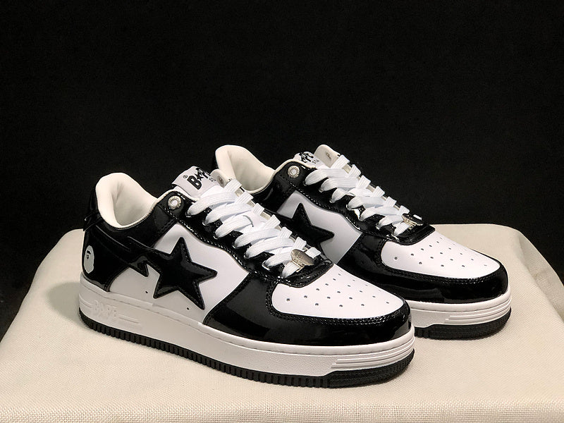 BAPE STA — Black & White Patent Leather | EU Sizes 36–45