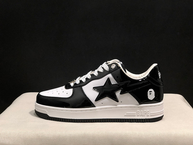 BAPE STA — Black & White Patent Leather | EU Sizes 36–45
