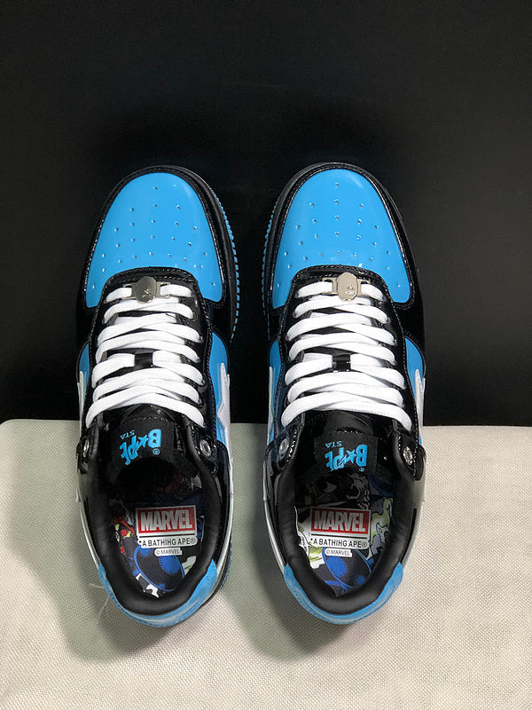 BAPE STA — Black & Blue Patent Leather Graphic | EU Sizes 36–45