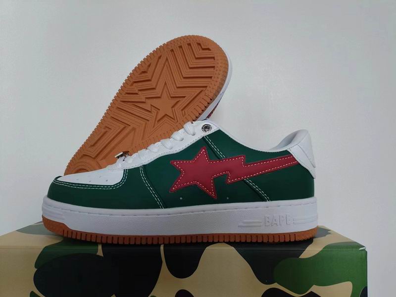 BAPE STA Low 'Green/Red' Canvas & Leather Gum Sole | EU 36–46