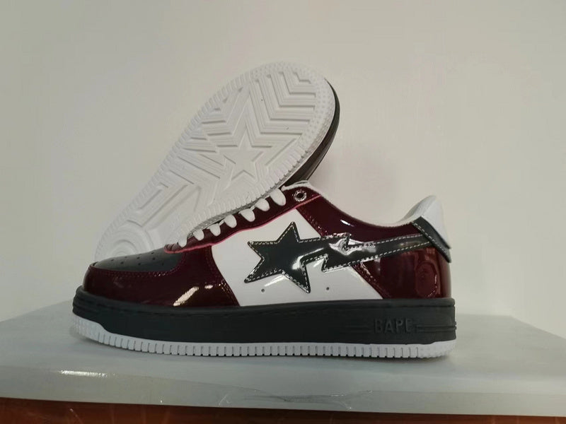 BAPE STA — Burgundy & Black Patent Leather | EU Sizes 36–46