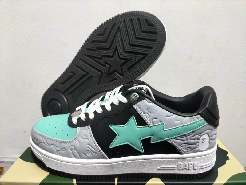 BAPE STA Baby Milo — Black / Mint / Grey Embossed | EU Sizes 36–46