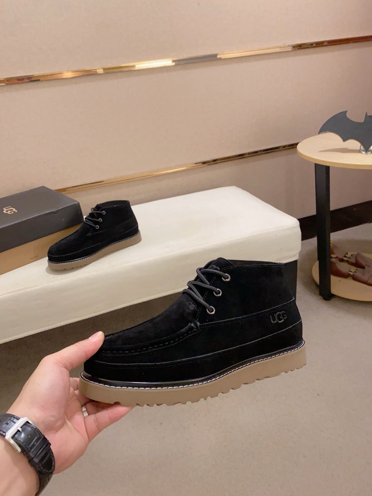 Men's Moc-Toe Suede Chukka Boots — Black