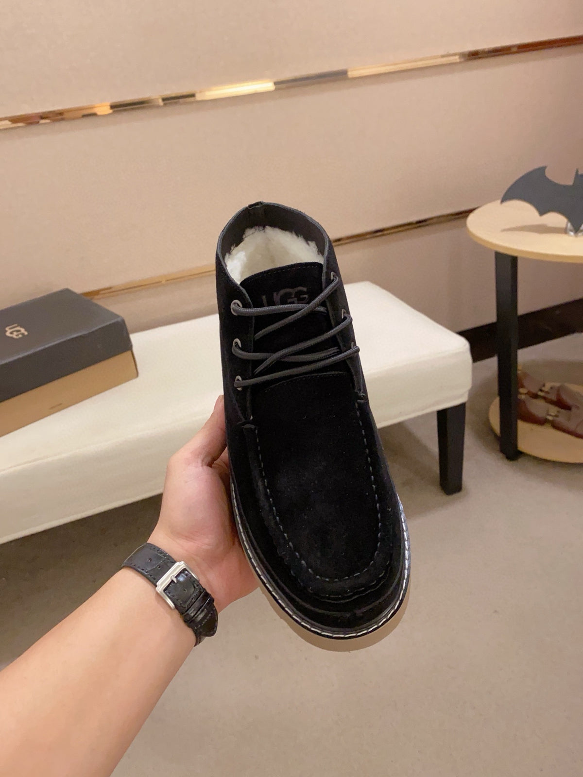 Men's Moc-Toe Suede Chukka Boots — Black