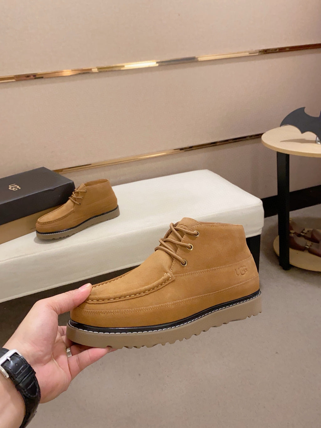 Men's Moc-Toe Suede Chukka Boots — Sand
