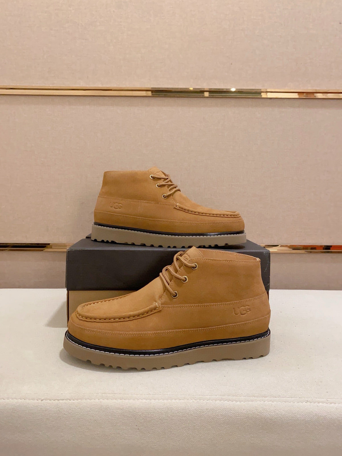 Men's Moc-Toe Suede Chukka Boots — Sand