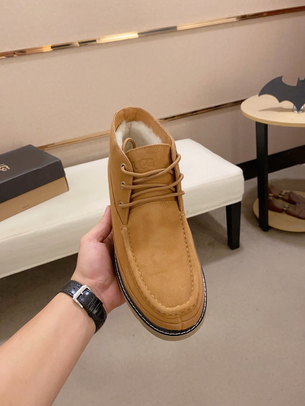 Men's Moc-Toe Suede Chukka Boots — Sand
