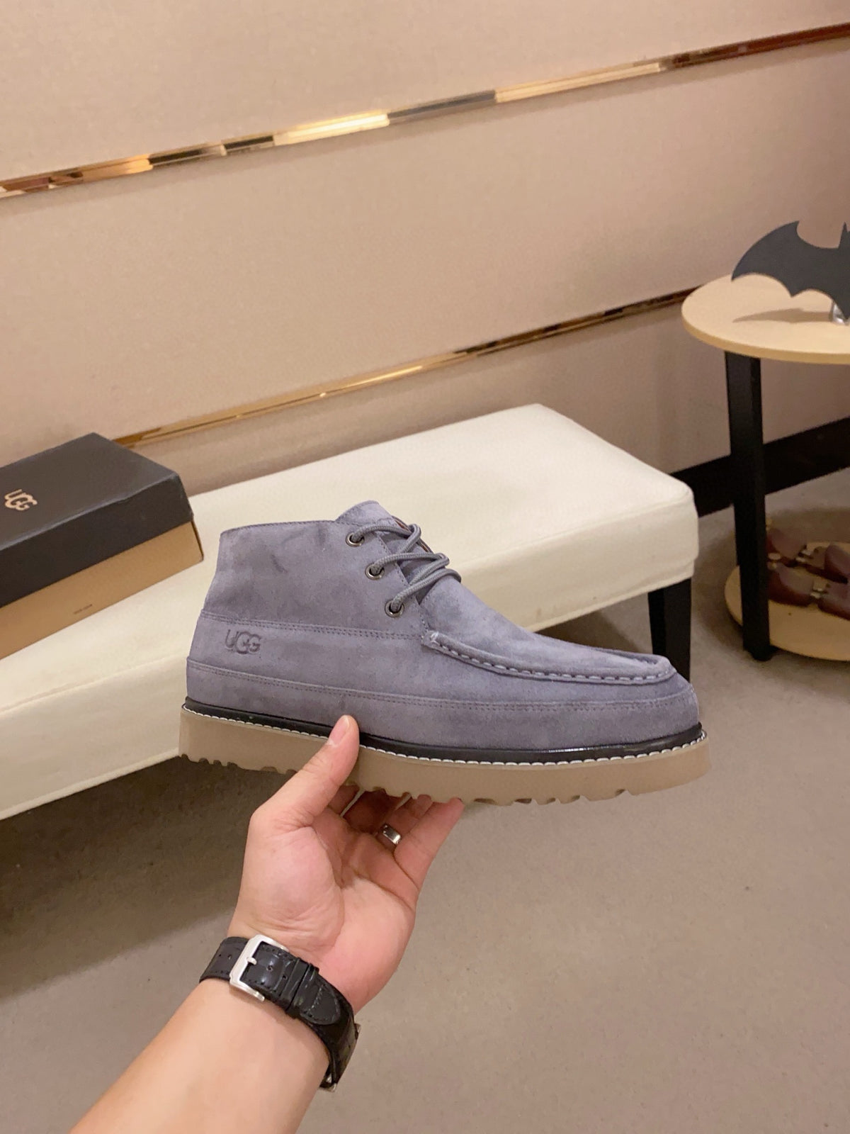 Men's Moc-Toe Suede Chukka Boots — Slate Blue