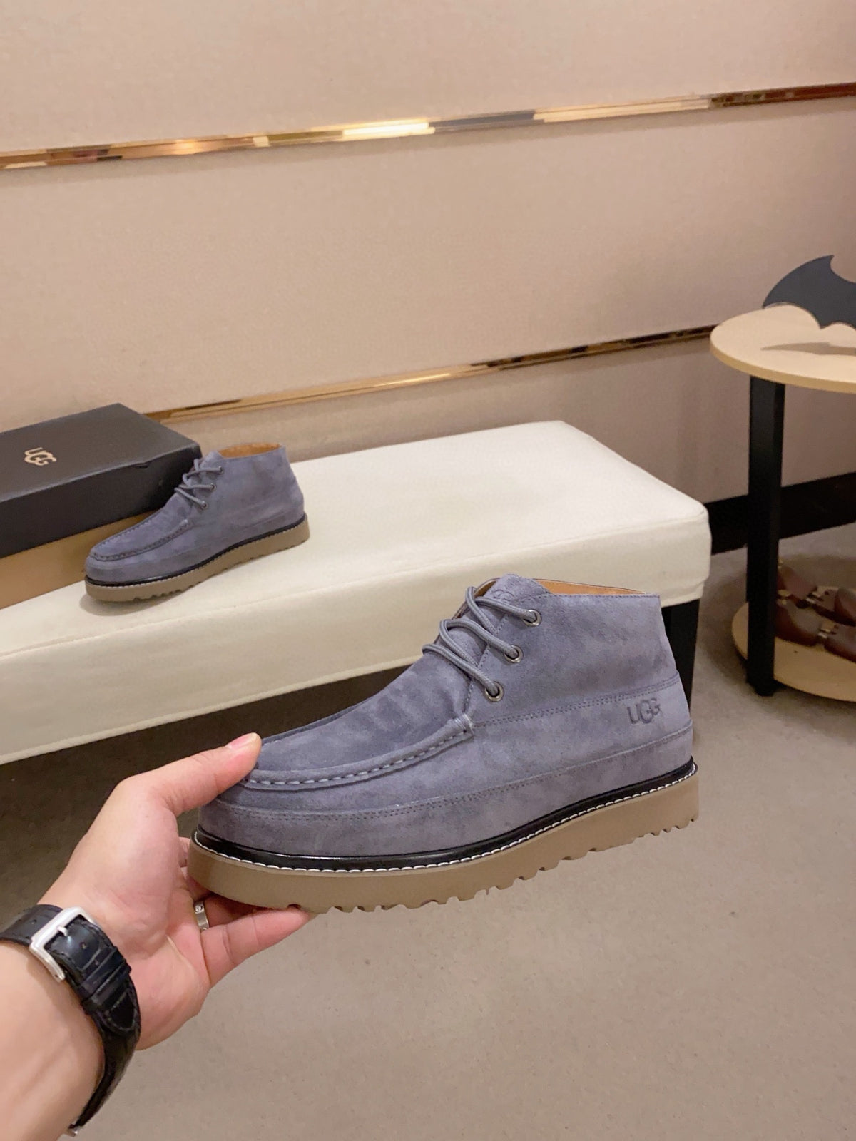 Men's Moc-Toe Suede Chukka Boots — Slate Blue