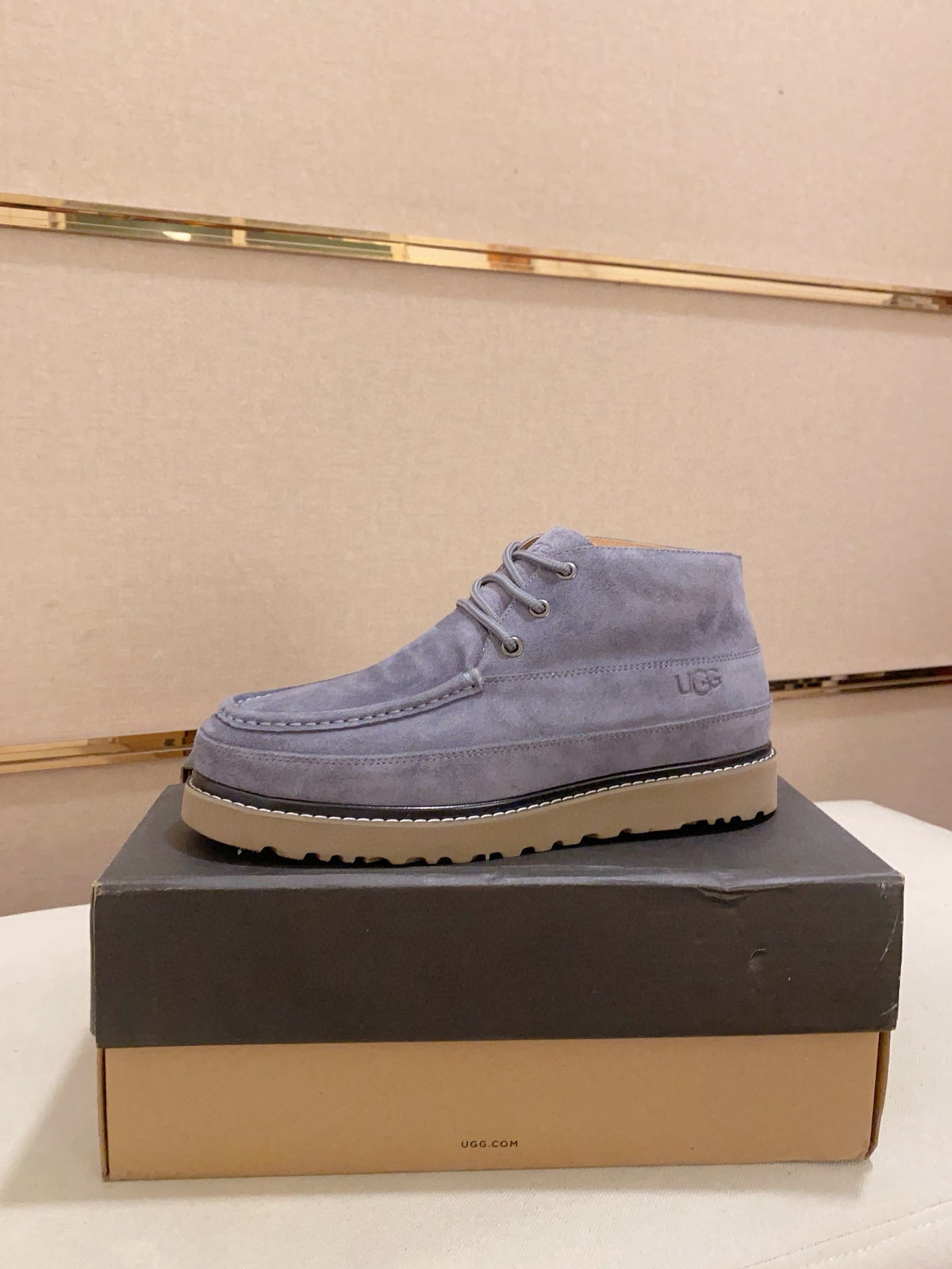 Men's Moc-Toe Suede Chukka Boots — Slate Blue