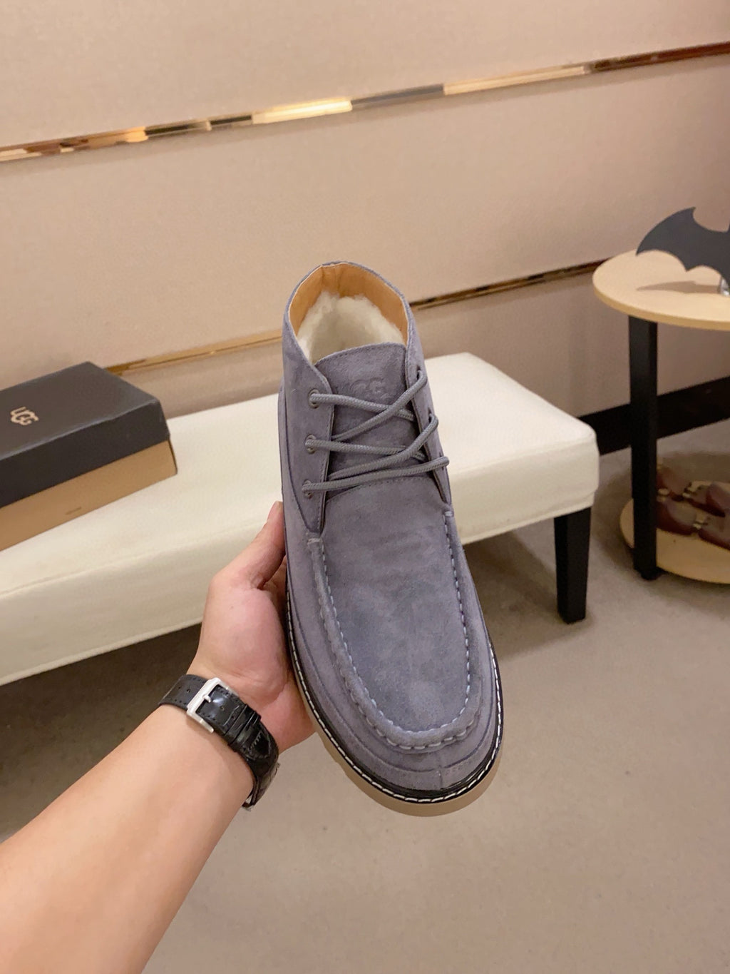 Men's Moc-Toe Suede Chukka Boots — Slate Blue