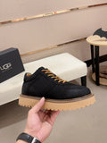 Men's Moc-Toe Leather Platform Sneakers — Black