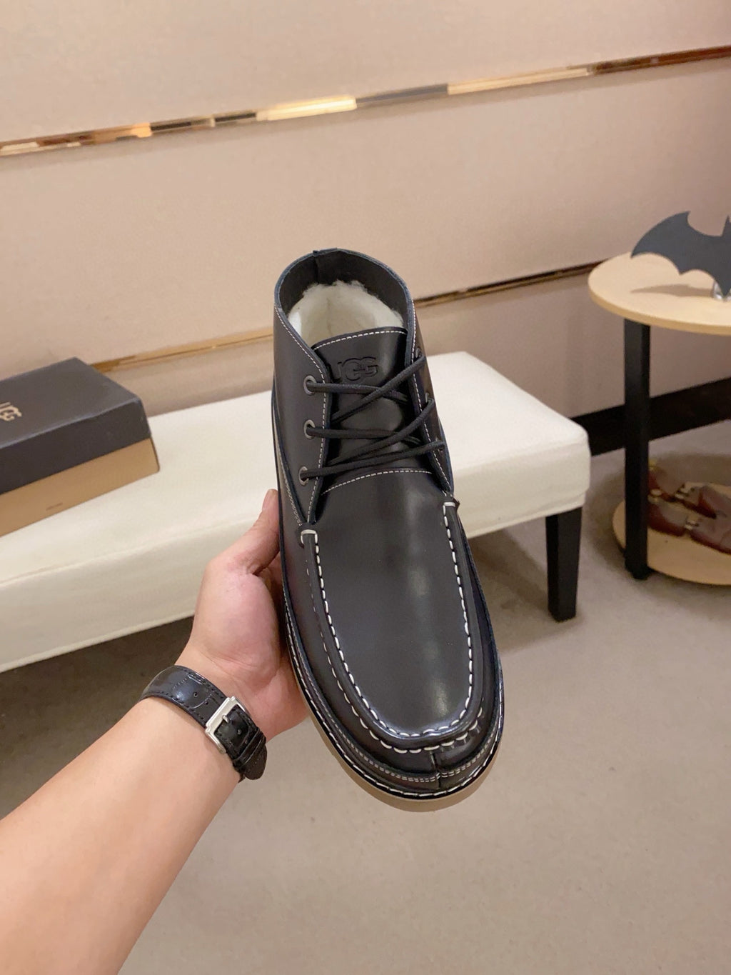 Men's Moc-Toe Leather Chukka Boots — Black
