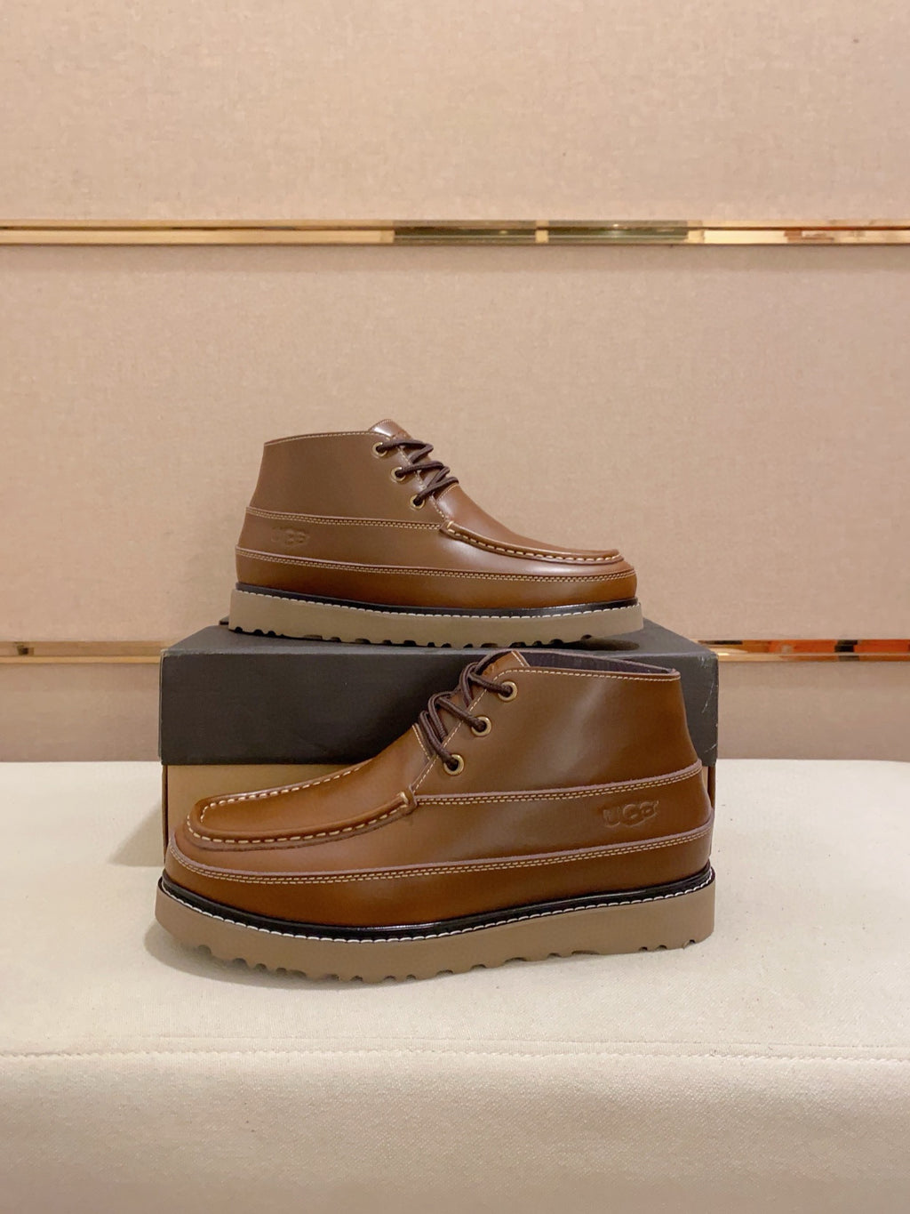 Men's Moc-Toe Leather Chukka Boots — Tan