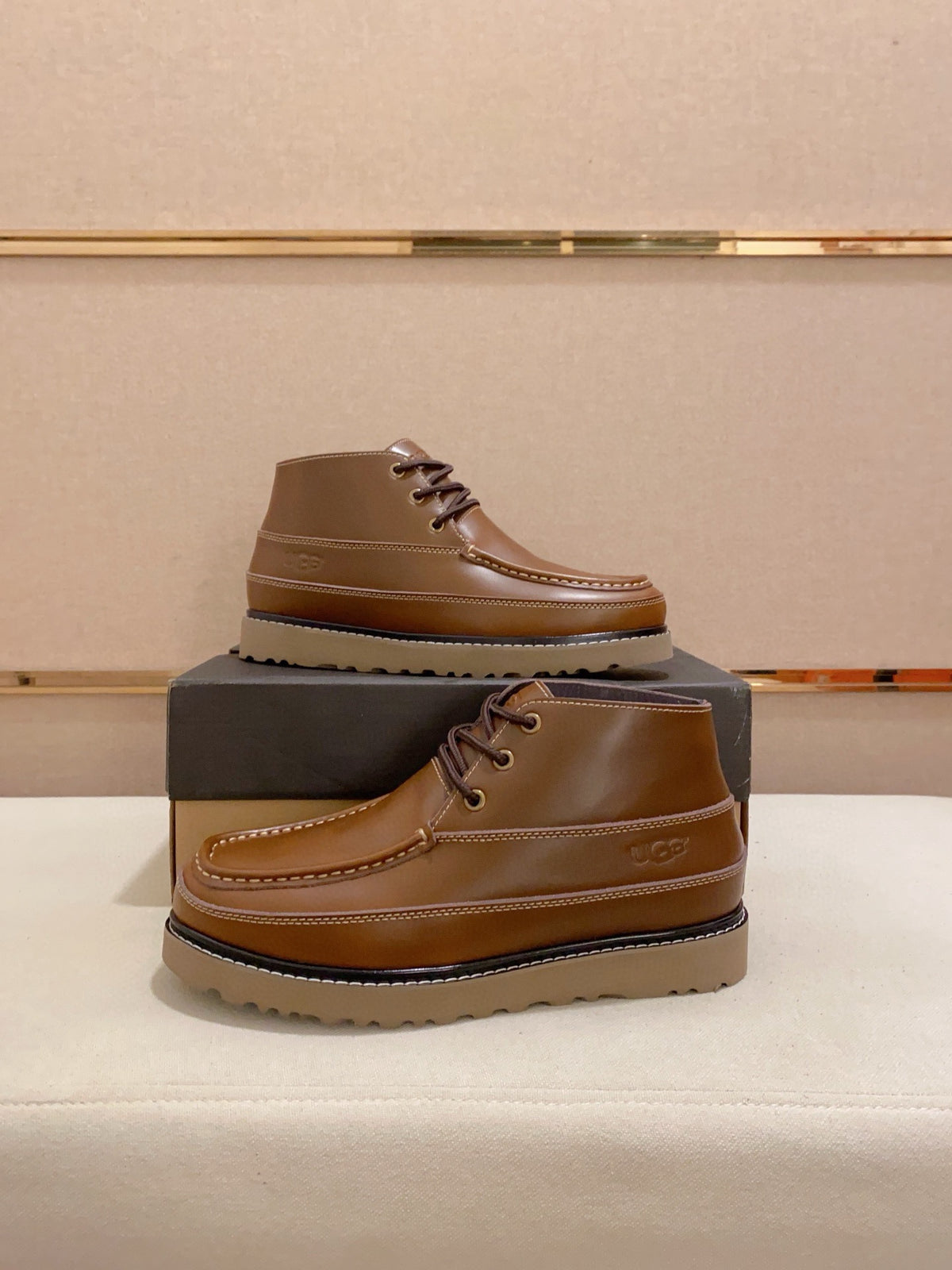 Men's Moc-Toe Leather Chukka Boots — Tan