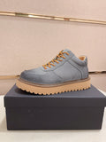 Men's Moc-Toe Leather Platform Sneakers — Slate Grey