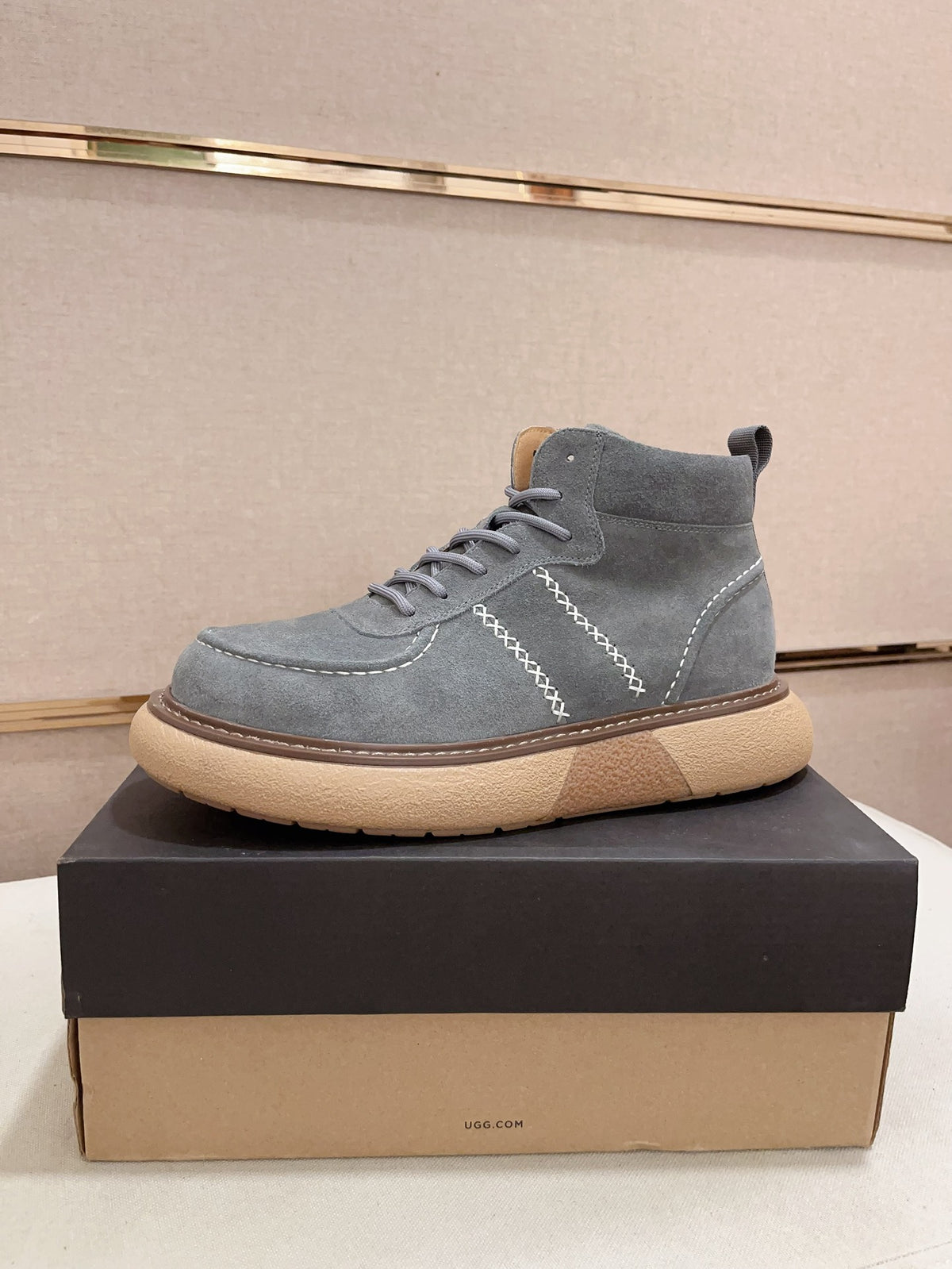 Men's Suede Mid-Top Hiking Sneaker Boots — Slate Blue